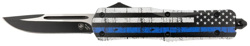 Templar Knife Back The Blue Gen II Large 3.50" OTF Drop Point Plain Black Oxide Stonewashed 440C SS Blade