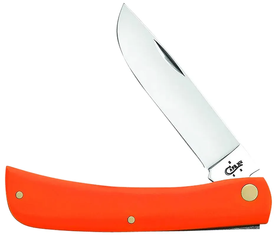 Case 80512 Sod Buster 3.75" Folding Skinner Plain Mirror Polished Tru-Sharp SS Blade Orange Handle