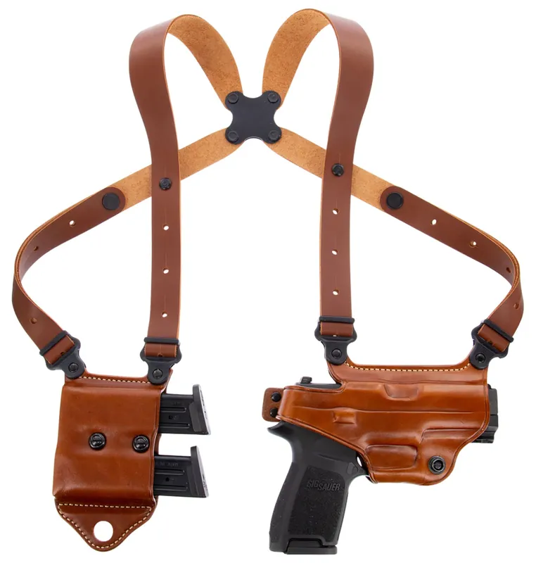 Galco Miami Classic II Shoulder System Fits Chest Up To 56" Tan Leather Harness Fits Sig P320/M17/M18/Taurus G2/G3/G3C RH