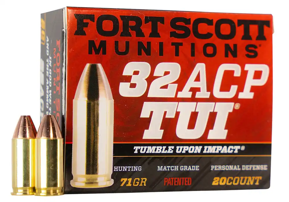 Fort Scott Munitions Tumble Upon Impact (TUI) 32 ACP 71 Gr. Solid Copper Spun (SCS) 20/Box