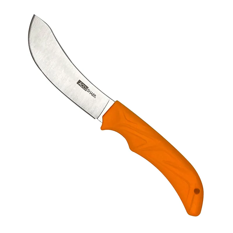 AccuSharp Butcher 4" Fixed Butcher Plain Stainless Steel Blade/Blaze Orange Ergonomic Anti-Slip Rubber Handle