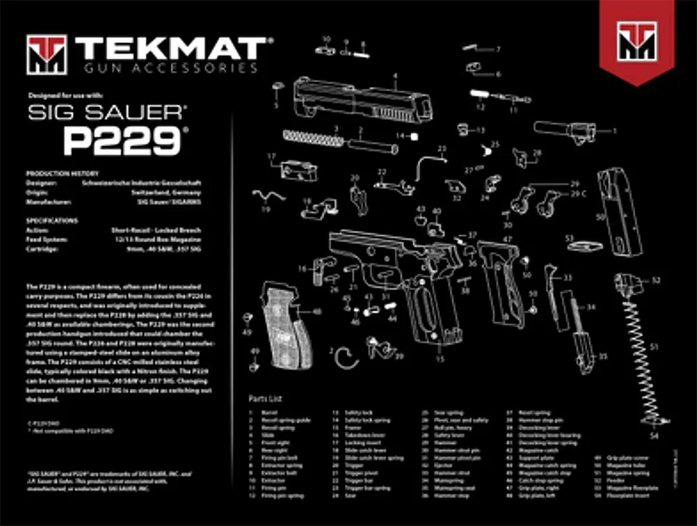 TekMat Sig Sauer P229 Ultra 20 Cleaning Mat 15 x 20""
