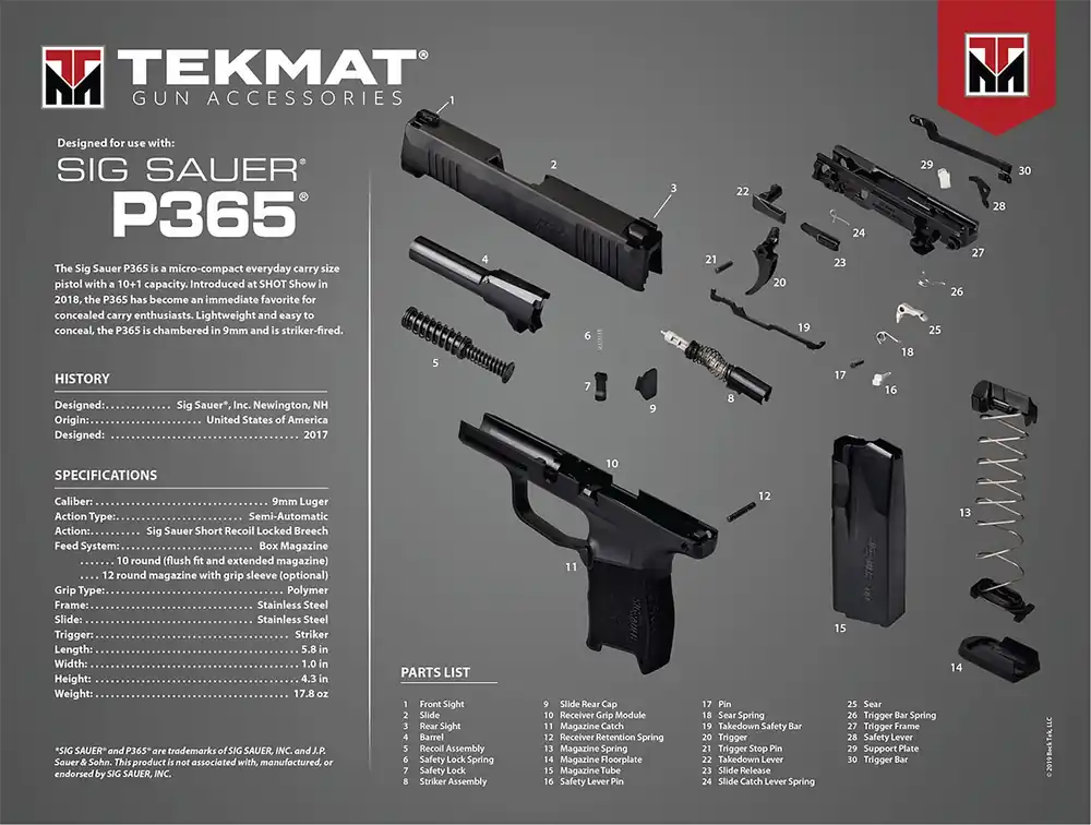 TekMat Sig Sauer P365 Ultra 20 Cleaning Mat 15 x 20""