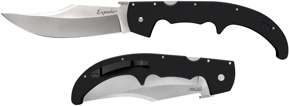 Cold Steel Espada XL 7.50" Folding Clip Point Plain AUS-10A SS Blade/9.25" Black w/Polished Bolsters G10 Handle