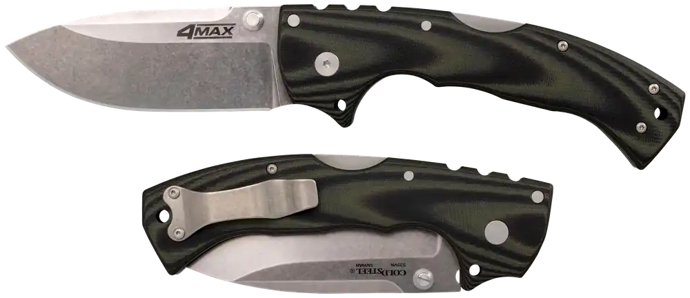 Cold Steel 4-Max Elite 4" Folding Drop Point Stonewashed S35VN SS Blade 6" Black G10 Handle Includes Belt Clip