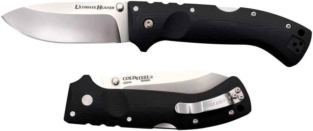 Cold Steel Ultimate Hunter 3.50" Folding Drop Point Plain American S35VN Blade 5" Black G10 Handle Includes Belt Clip