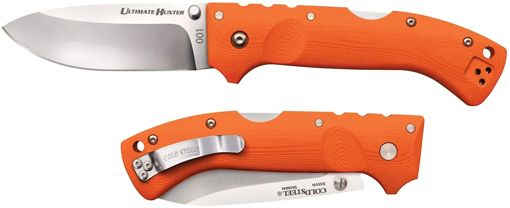 Cold Steel Ultimate Hunter 3.50" Folding Drop Point Plain American S35VN Blade 5" Orange G10 Handle Includes Belt Clip