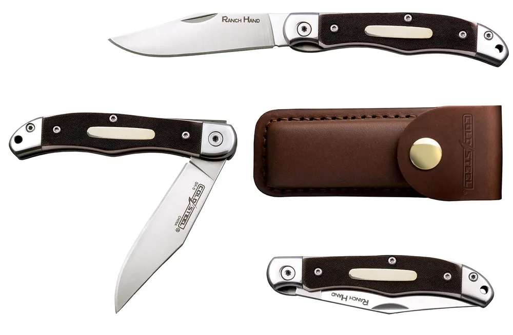 Cold Steel Ranch Hand 3" Folding Clip Point Plain SK-5 Steel Blade/Brown w/Polished Bolsters Faux Sawed Bone Handle