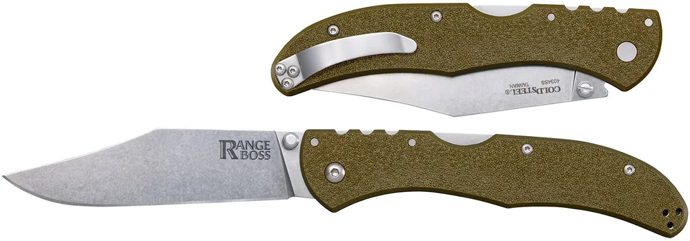 Cold Steel Range Boss Folding Clip Point Plain 4034 SS Blade 5.25" OD Green Zy-Ex Handle