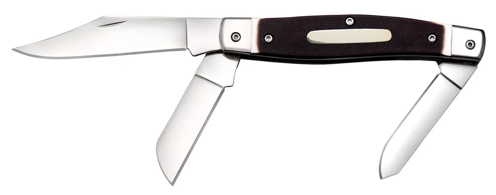Cold Steel Stockman 2"/2.30"/3.50" Folding Clip/Sheepsfoot/Spey Plain SS Blade Rough Black w/Polished Bolsters Bone Handle