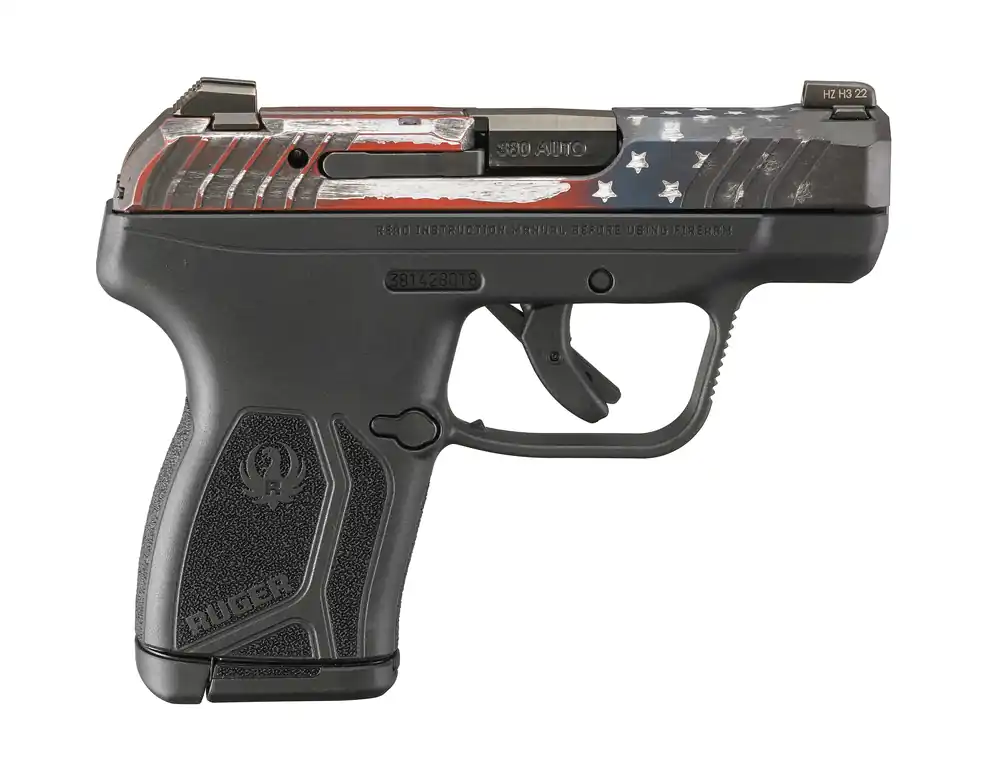 Ruger LCP Max .380ACP 2.80" 10+1 Black Polymer Frame Black Oxide Barrel Cerakote American Flag Slide 13745