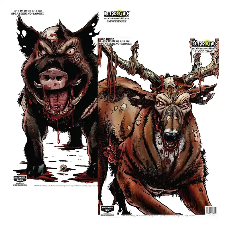 Birchwood Casey Smokehouse Zombie Deer/Hog Hanging Smokehouse Blood Trail 12" x 18" Impact Enhancement Splatter