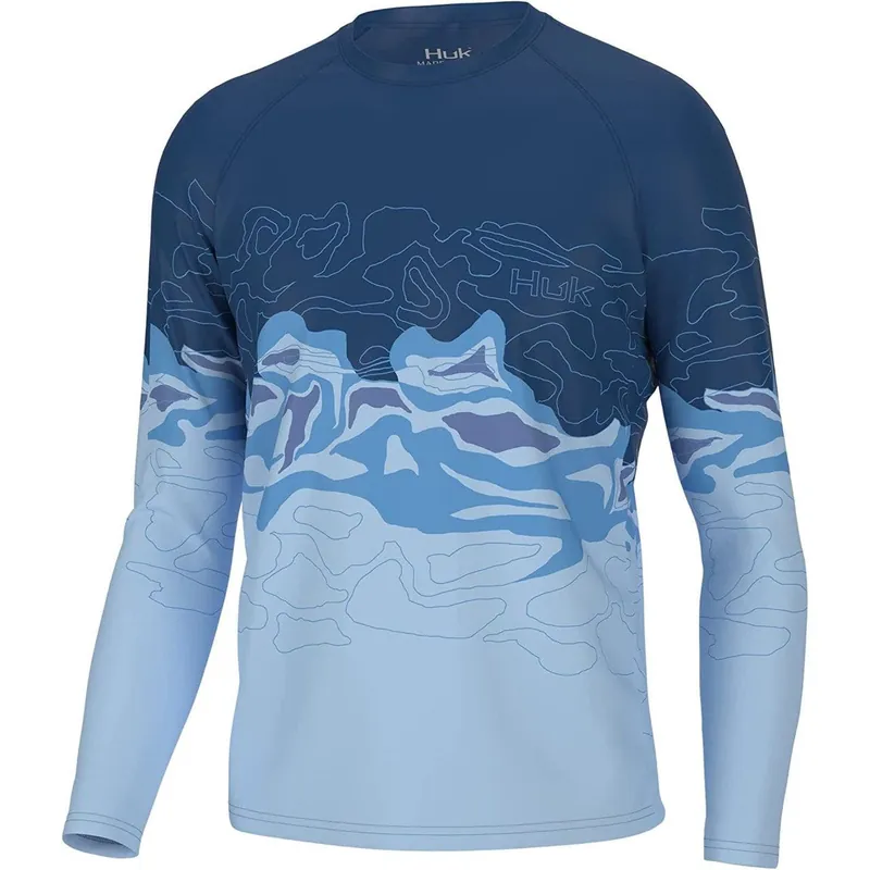 Huk Men‘s Topo Marsh Pursuit L/S Fishing Shirt - Chrystal Blue