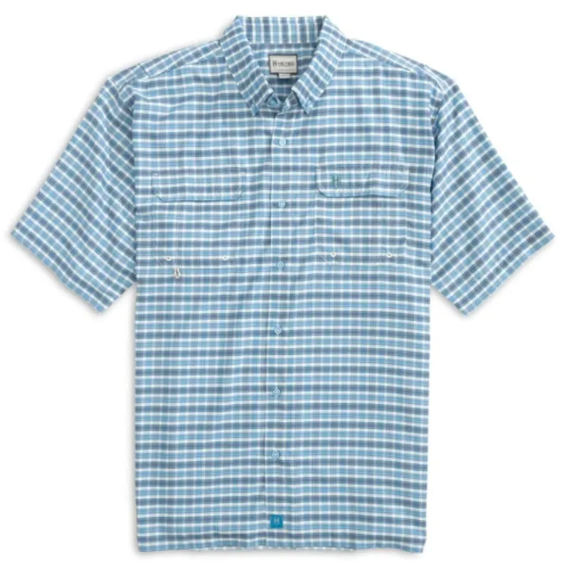 Heyboo Men’s Beaufort Plaid S/S Button-Down Shirt - Navy/Slate/Light Blue