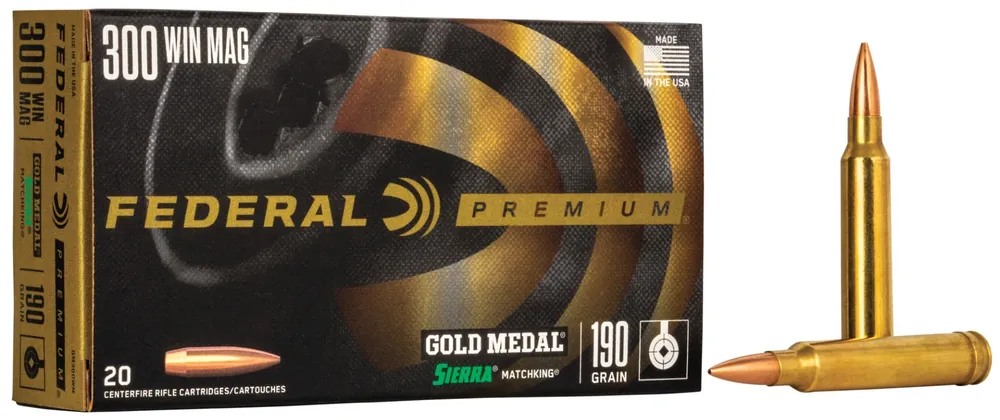 Federal Premium Gold Medal 300 Win Mag 190 Gr. Sierra MatchKing BTHP 20/Box