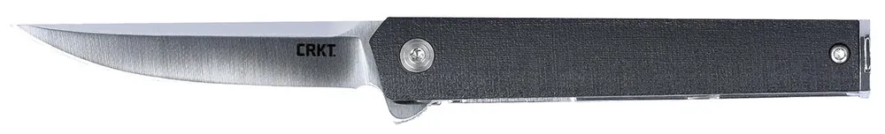 CRKT CEO Compact 2.61" Folding Plain Satin SS Blade Black GRN Handle Includes Pocket Clip