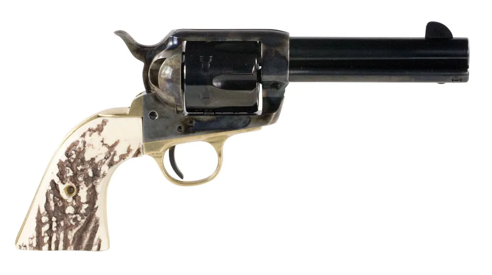 Taylors & Company 1873 Cattle Brand 45 Colt (LC) Caliber with 4.75" Blued Finish Barrel, 6rd Capacity Blued Finish Cylinder, Color Case Hardened Finish Steel Frame