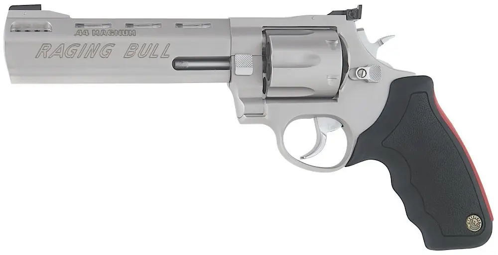 Taurus 444 Raging Bull Large Frame 44 Rem Mag, 6 Shot 6.50" Matte Stainless Vent Rib Ported Steel Barrel, Matte Stainless Cylinder,