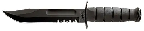 Ka-Bar Fighting/Utility 7" Fixed Clip Point Serrated Black 1095 Cro-Van Blade Black Kraton G Handle Includes Sheath