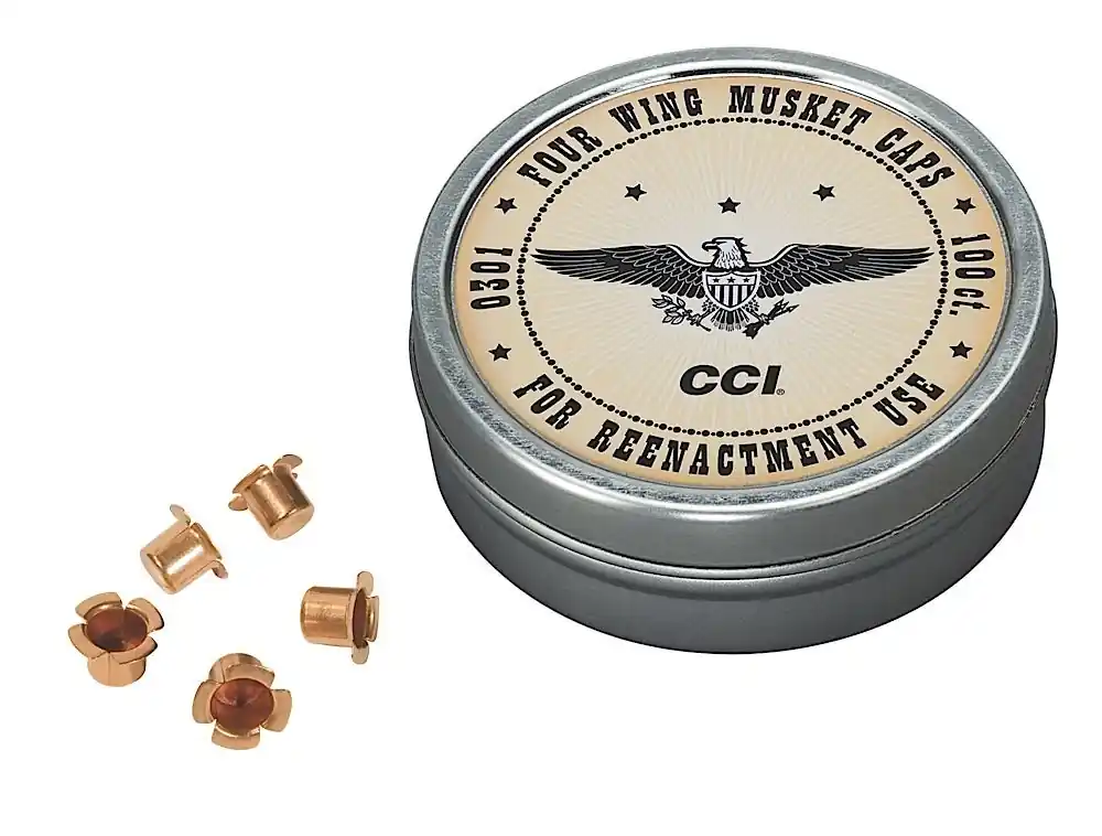 CCI Four Wing Musket Caps Black Powder Brass 1000 Per Box, 5 Per Case