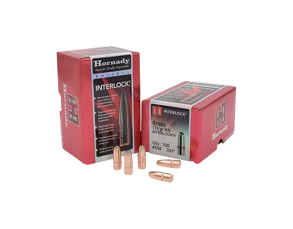 Hornady InterLock 8mm 170 gr Round Nose 100/Box 3235