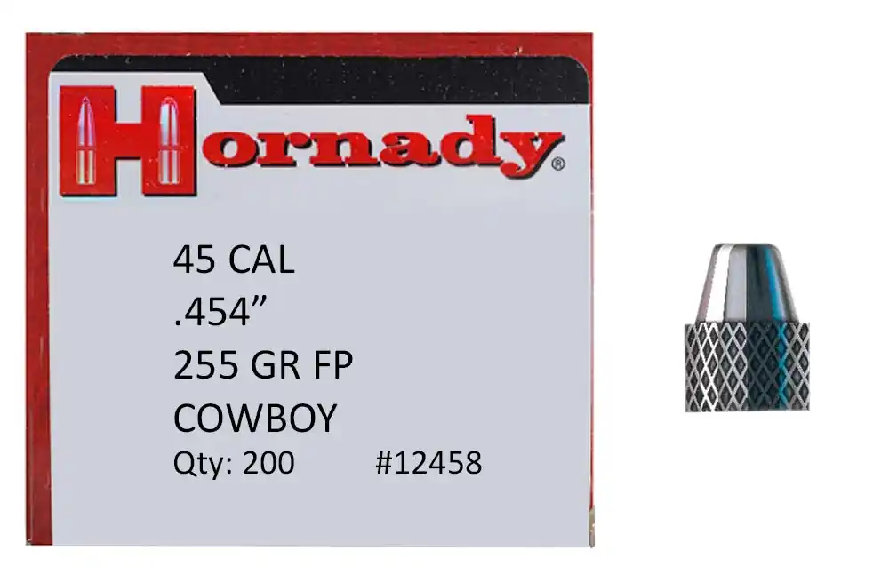 Hornady Frontier Lead 45 Cal 255 gr Flat Point Cowboy 200 Rounds 12458