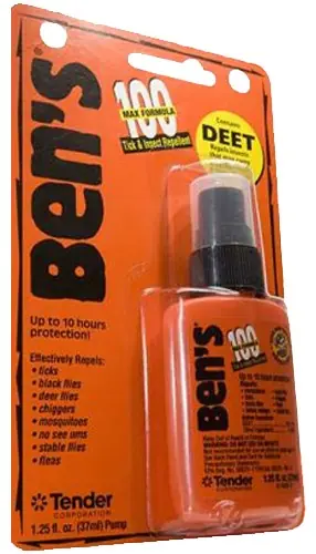 Ben‘s 100 Odorless Scent 1.25 oz Spray Repels Ticks & Biting Insects Effective Up to 10 hrs