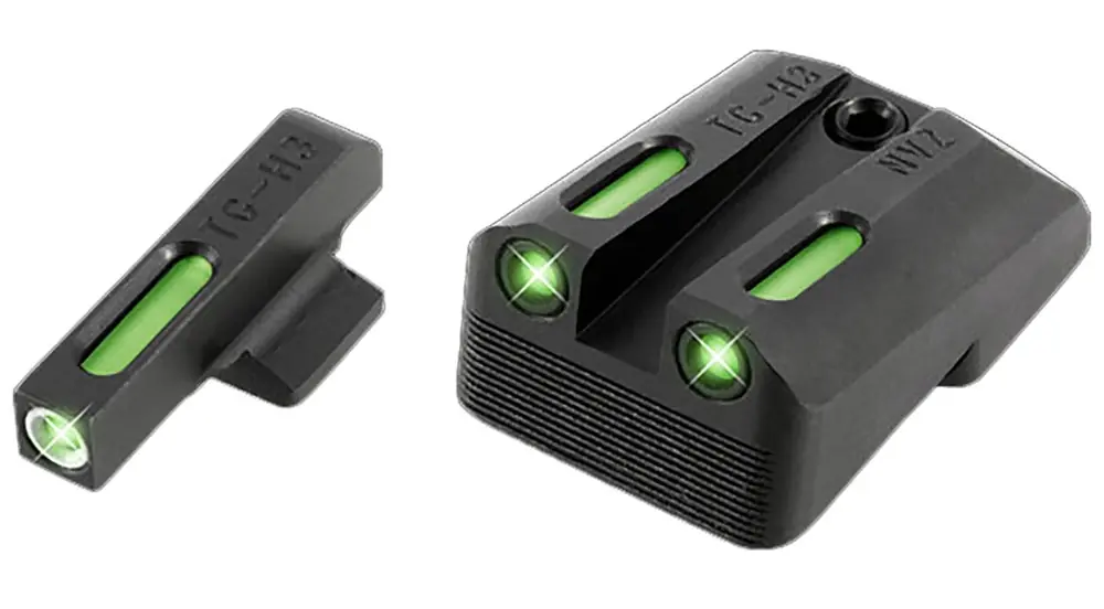 TruGlo TFX 3-Dot Set Tritium Fiber Optic Green White Outline Front Green Rear with Nitride Fortress Finished Frame