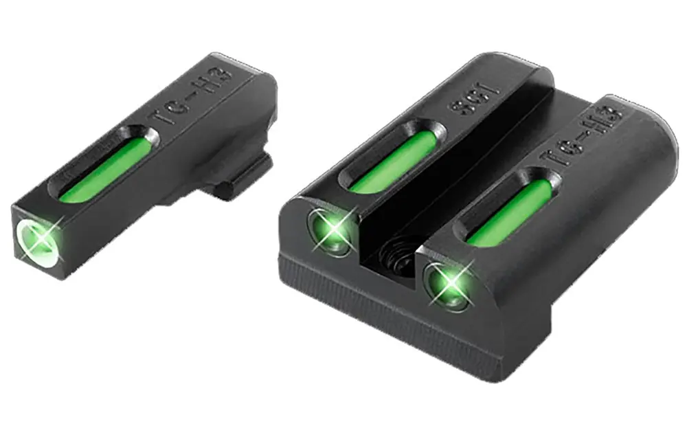 TruGlo TFX 3-Dot Set Tritium Fiber Optic Green White Outline Front Green Rear Nitride Fortress Finished Frame