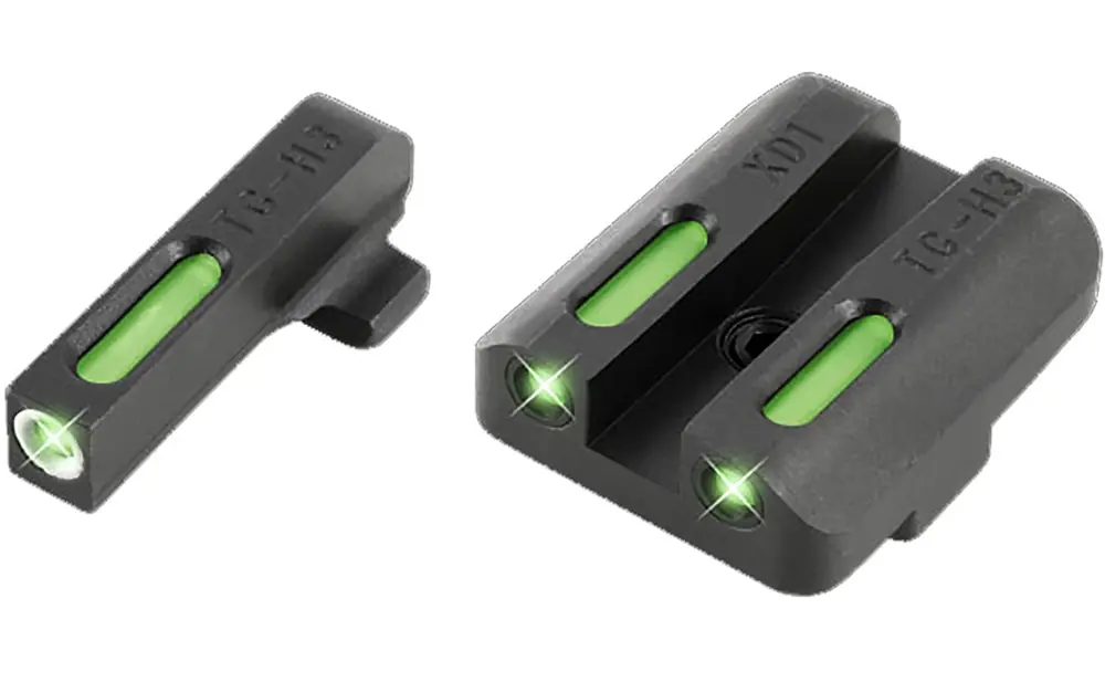 TruGlo TFX Black Green White Outline Front Sight Green Tritium Fiber Optic Rear Sight