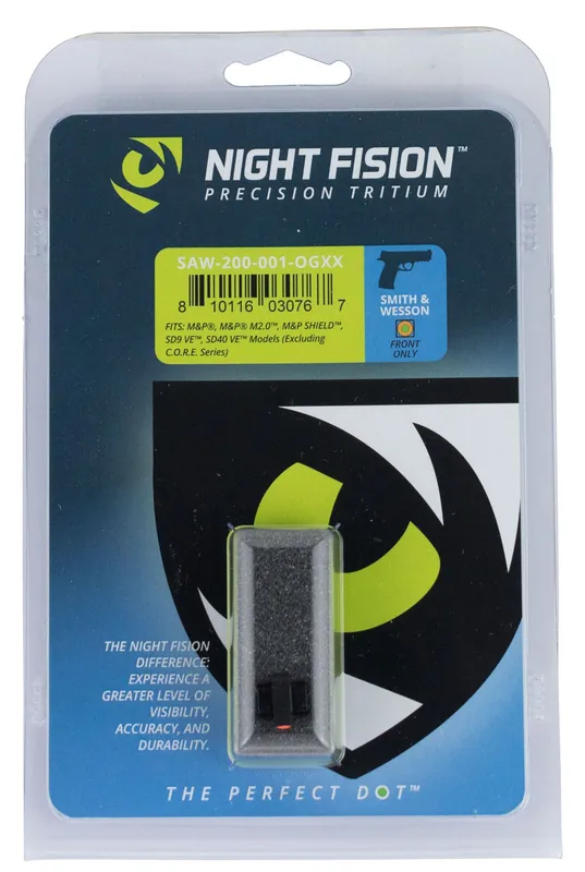 Night Fision Tritium Night Sights for Smith & Wesson Black Green Tritium Orange Ring Front Sight