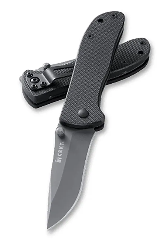 CRKT Drifter 2.88" Folding Plain Gray TiCN SS Blade Black G10 Handle Includes Pocket Clip