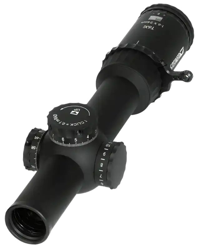 Steiner T6Xi 1-6x24mm 30mm Tube Illuminated KC-1 MIL Reticle First Focal Plane Features Throw Lever