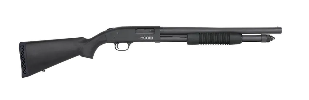 Mossberg 590S Tactical 12 Gauge 9+1(1.75") 6+1(2.75") 5+1(3") 3" Chamber 18.5" Barrel, Matte Blued Metal Finish
