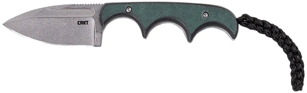 CRKT Minimalist 2.15" Fixed Spear Point Plain Stonewashed SS Blade Green Polished Resin Infused Fiber Handle