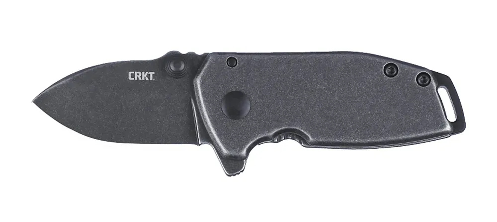 CRKT SQUID Compact Folding Plain Stonewashed SS Blade Stainless Steel Handle Includes Pocket Clip