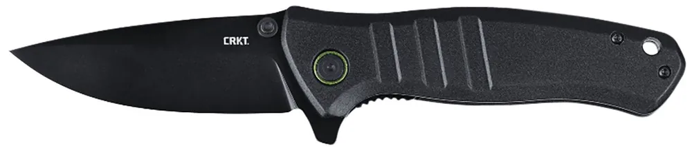 CRKT Dextro 3.18" Folding Drop Point Plain Black TiNi D2 Steel Blade Black Aluminum Handle