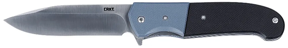CRKT Ignitor 3.48" Folding Drop Point Plain Satin SS Blade Blue Black G10 Handle Includes Pocket Clip