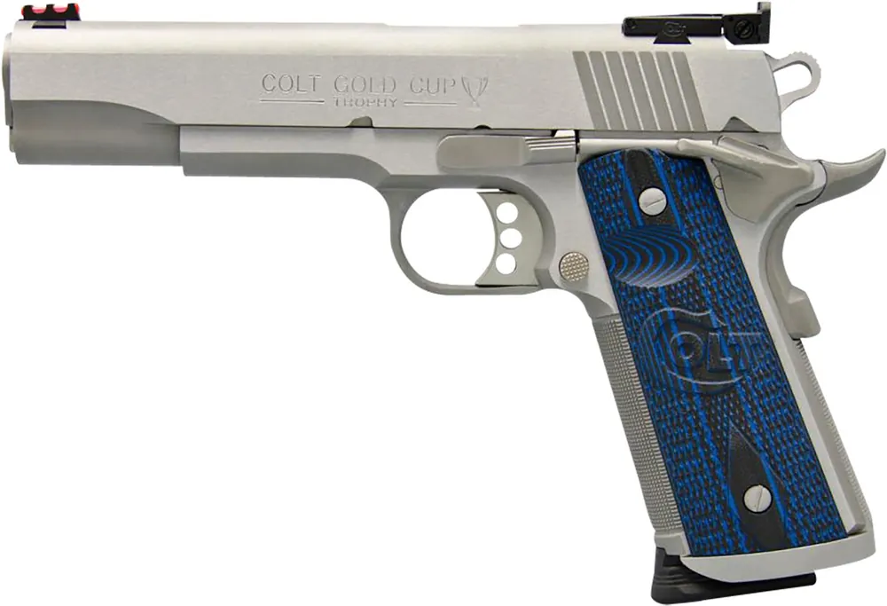 Colt Gold Cup Trophy .45ACP 8+1 5" NM Barrel Fiber Frt/Adj Rear Sight Lightened Trigger/Hammer G10 Grips SS SAO O5970XETT