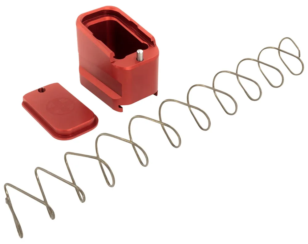 Shield Arms Magazine Extension for Glock 19/23, 5rd (9mm), 4rd (40S&W), Red Aluminum