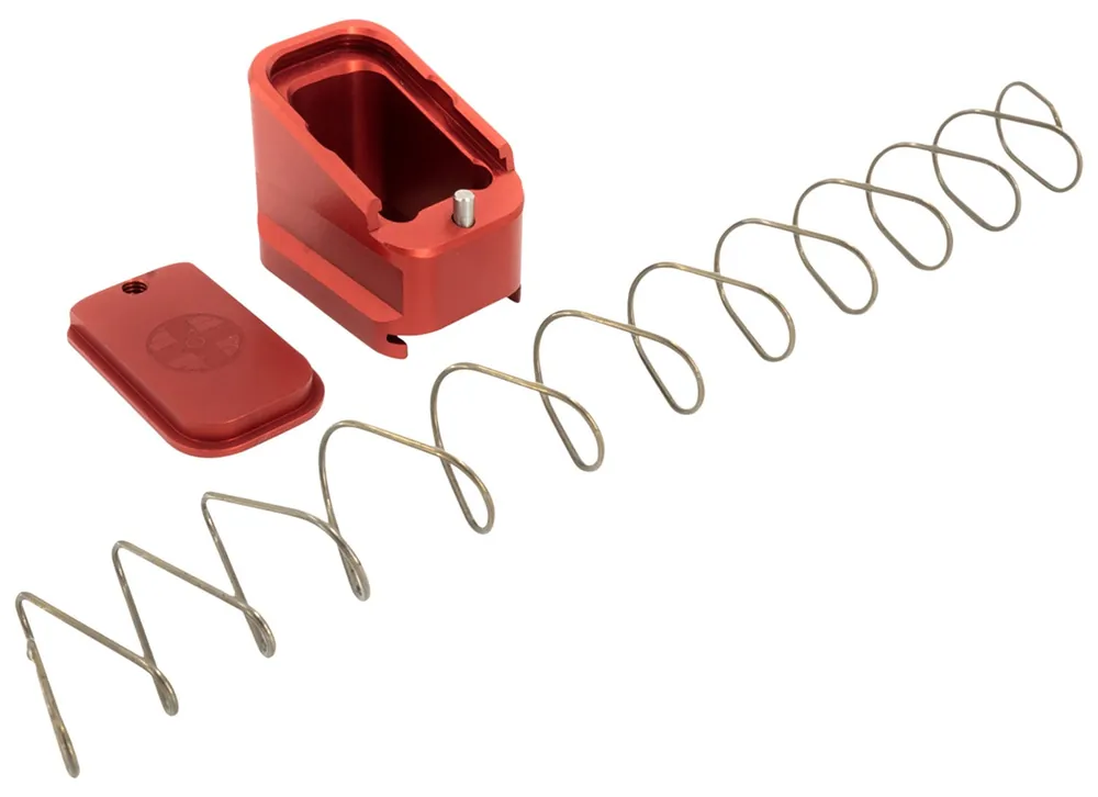 Shield Arms Magazine Extension for Full Size Glock, 5rd (9mm), 4rd (40S&W), Red Aluminum