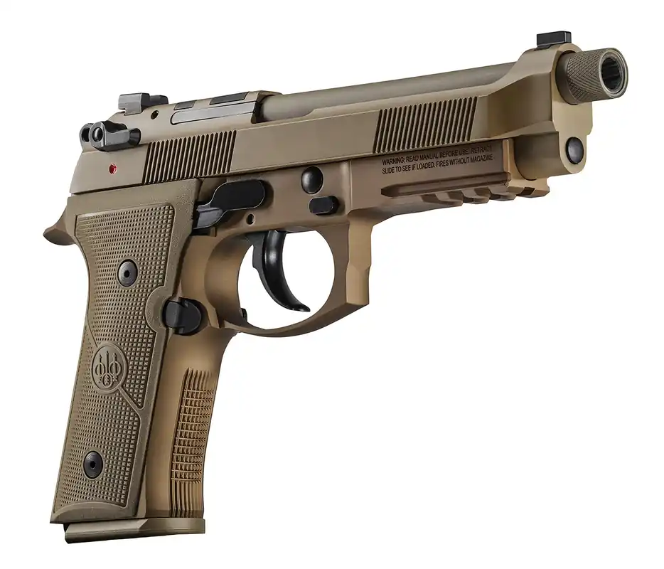 Beretta USA M9A4 9mm Luger 5.10" TB 10+1 Overall Flat Dark Earth Cerakote Finish with Picatinny Rail Frame, Serrated, Optic Cut Steel Slide, Aggressive Textured Polymer Grip & Decocker