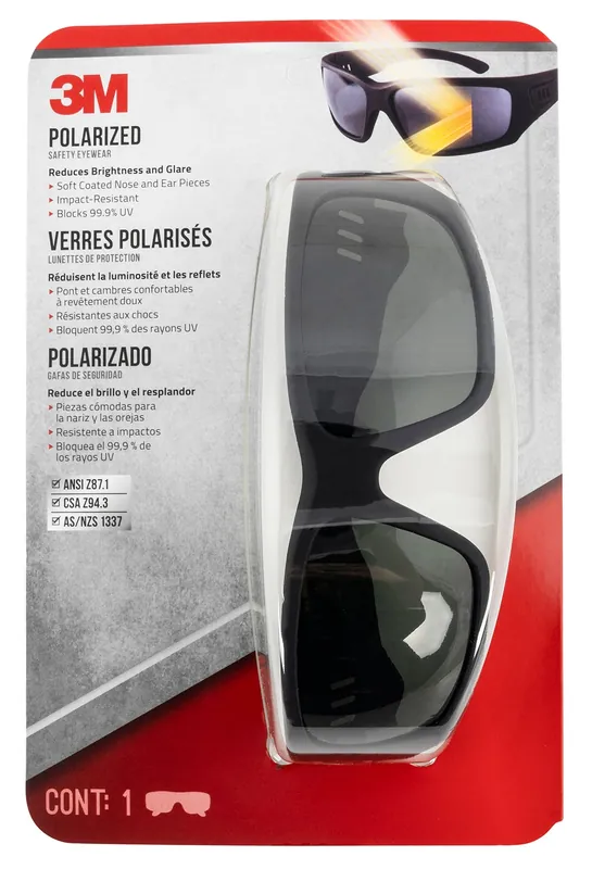 Peltor Impact-Resistant, Polarized Black Lens with Black Frame & 99.9% UV Rating