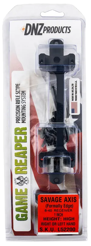 DNZ Game Reaper Scope Mount/Ring Combo Matte Black Savage Axis/Edge w/8-40 Screw Holes 1" Tube High Rings Aluminum Rifle