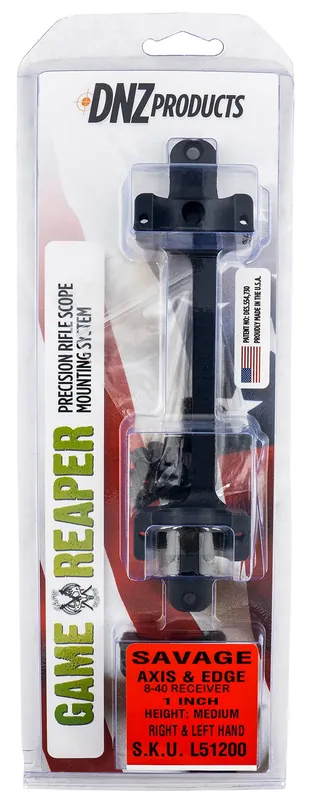 DNZ Game Reaper Scope Mount/Ring Combo Matte Black Savage Axis/Edge w/8-40 Screw Holes 1" Tube Medium Rings Aluminum Rifle