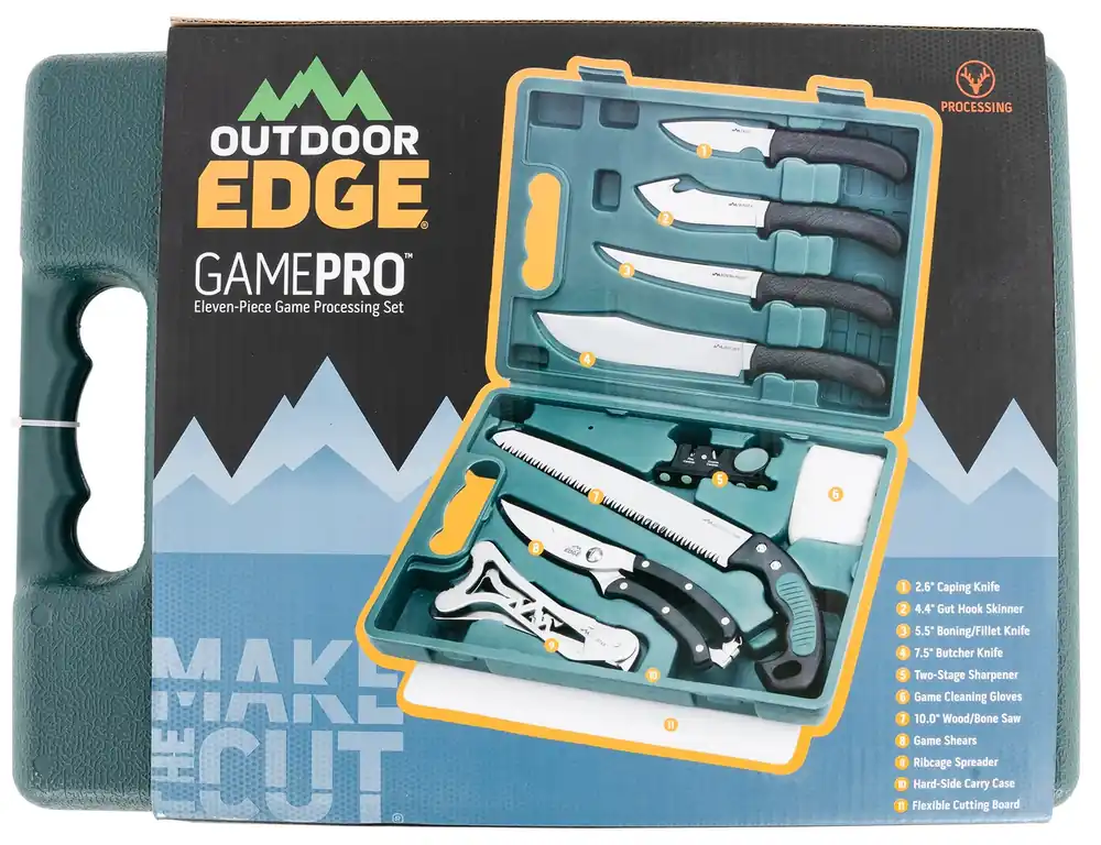 Outdoor Edge Game Pro Game Processor Kit 420J2 Stainless Steel Black Nonslip TPR