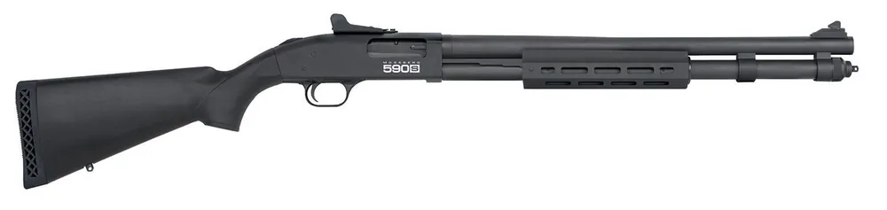 Mossberg 590S Shockwave 12 Gauge with 20" Matte Blued Barrel, 3" Chamber (1.75" Shells), 13+1 Capacity, Black Anodized Metal Finish & Black Synthetic Stock Right Hand (Full Size)