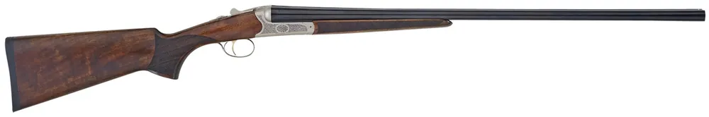 TriStar Bristol SxS 16 Gauge 28" 2rd 3" Silver Engraved with 24K Gold Inlay Rec Oiled Turkish Walnut Stock Right Hand (Full Size) Includes 5 MobilChoke