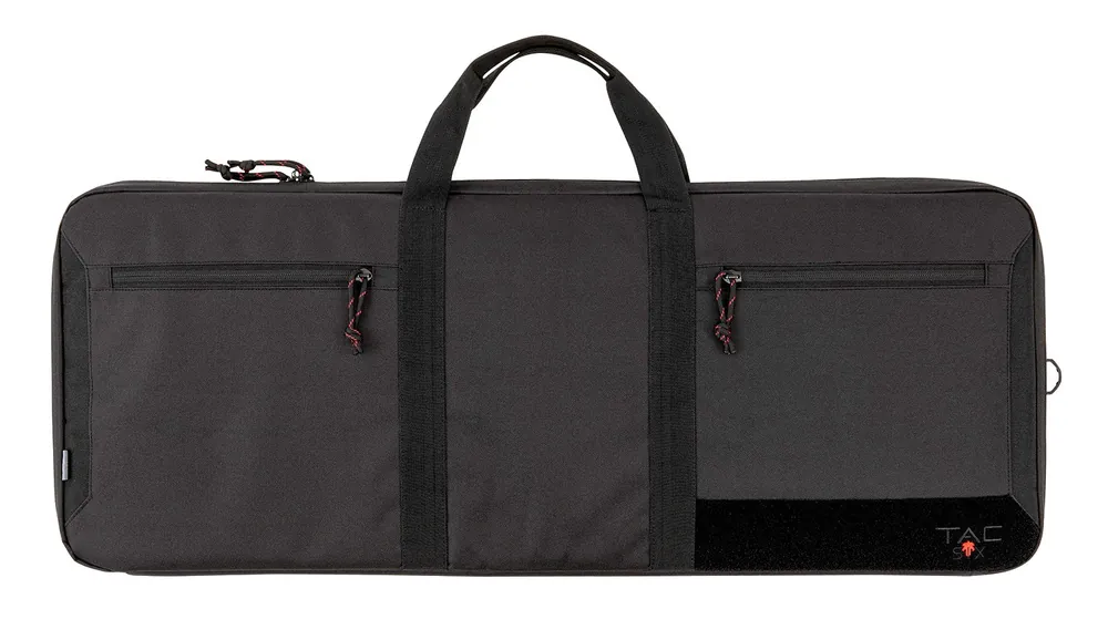 Tac Six Division Tactical Case made of Black 600D Polyester with Lockable Zippers, Workstation/Gun Mat, Storage Pockets & Carry Handle 32 L x 13" W x 2" H Interior Dimensions"