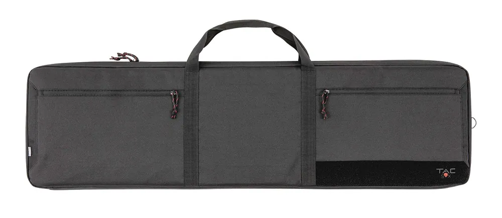 Tac Six Division Tactical Case made of Black 600D Polyester with Lockable Zippers, Workstation/Gun Mat, Storage Pockets & Carry Handle 46 L x 13" H x 2" W Interior Dimensions"